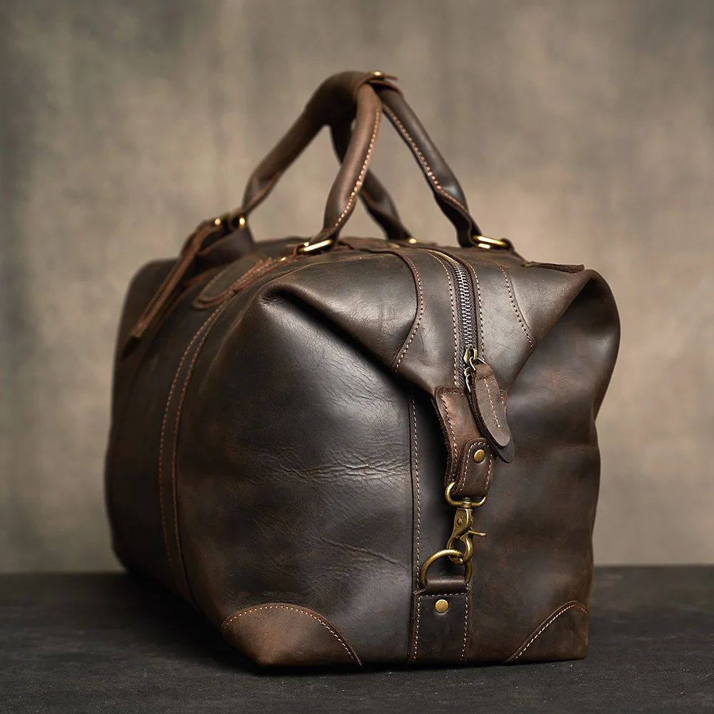 ZRCX-Sac de voyage en cuir véritable pour homme, grand sac de week-end vintage, sac à main Luuage masculin, Duffle Horse