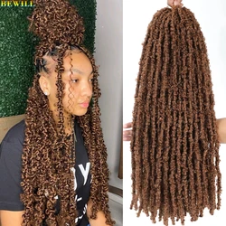 14 18 24 Inch Synthetic Butterfly Locs Crochet Hair Dreadlocks Brown Ginger Pre-looped Distressed Faux Locs Butterfly Locks Hair