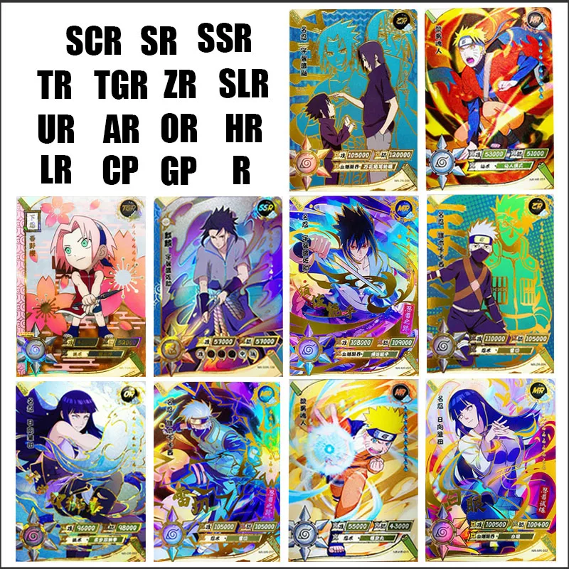 KAYOU NARUTO SLR TGR ZR Cards Anime Uzumaki Naruto Uchiha Sasuke Haruno Sakura Uchiha Madara Rare Card Collection Boys\' Toys