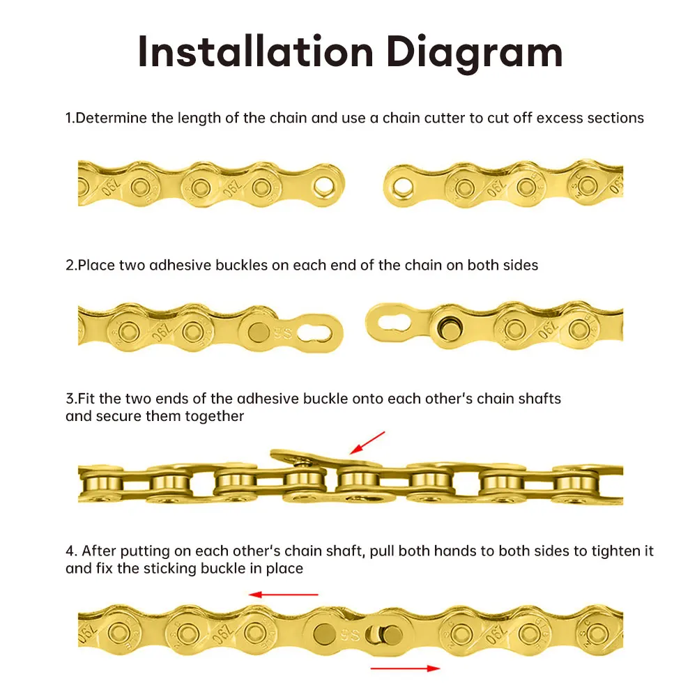 Bicycle chain 6 7 8 9 10 speed MTB Road bike carbon steel variable speed golden chain full plating Anti Rust Gold Bike Chain