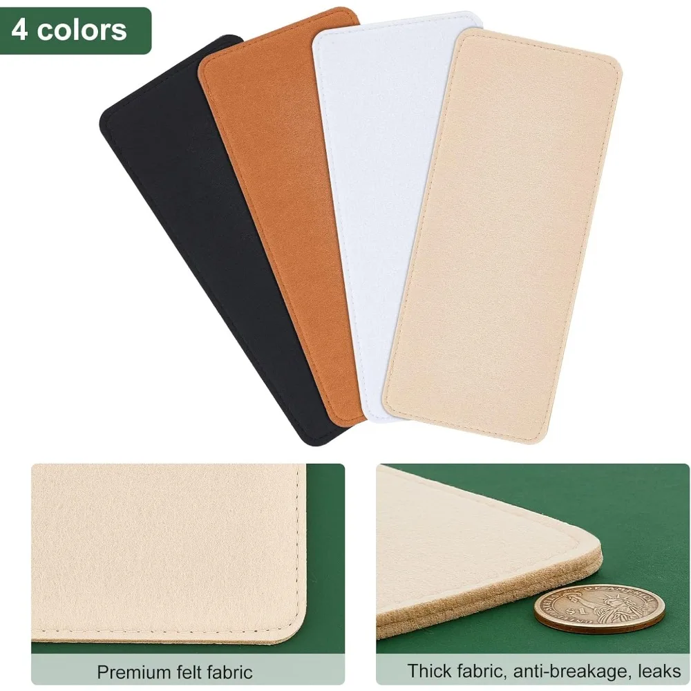 4 Colors Felt Base Shaper Felt Bag Bottom Shaper 5x12" Purse Insert Pad Soft Bag Liner Purse Support Organizer for Tote Leather