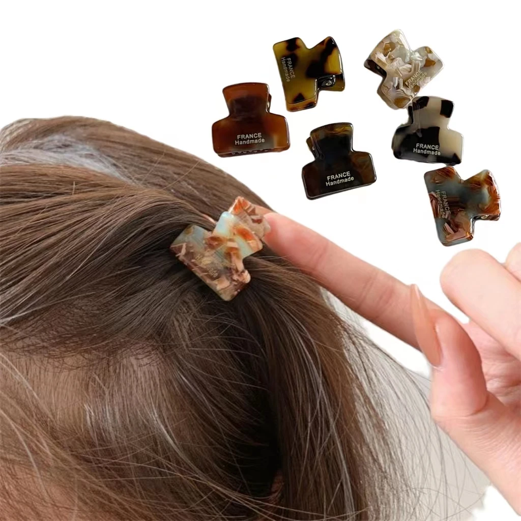 

Acetate Geometric Hair Claws Women Vintage Side Hair Clip Mini Cute Hairpin Fashion Leopard Pattern Headdress For Girl