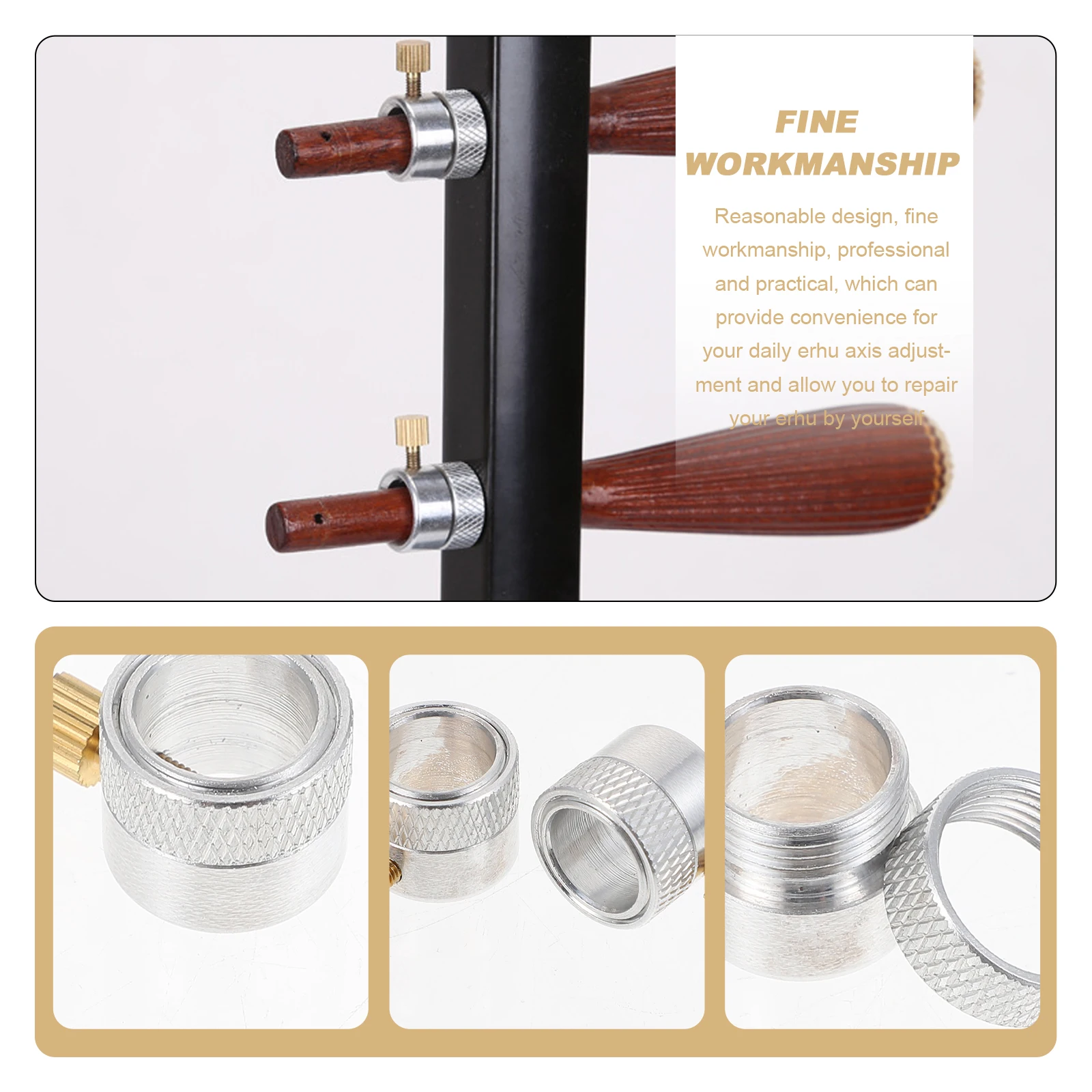 

1 Pair Convenient Erhu Shaft Locks With Pure Copper Screws And Aviation Aluminum Erhu Accessories Improve Sound Quality Silver