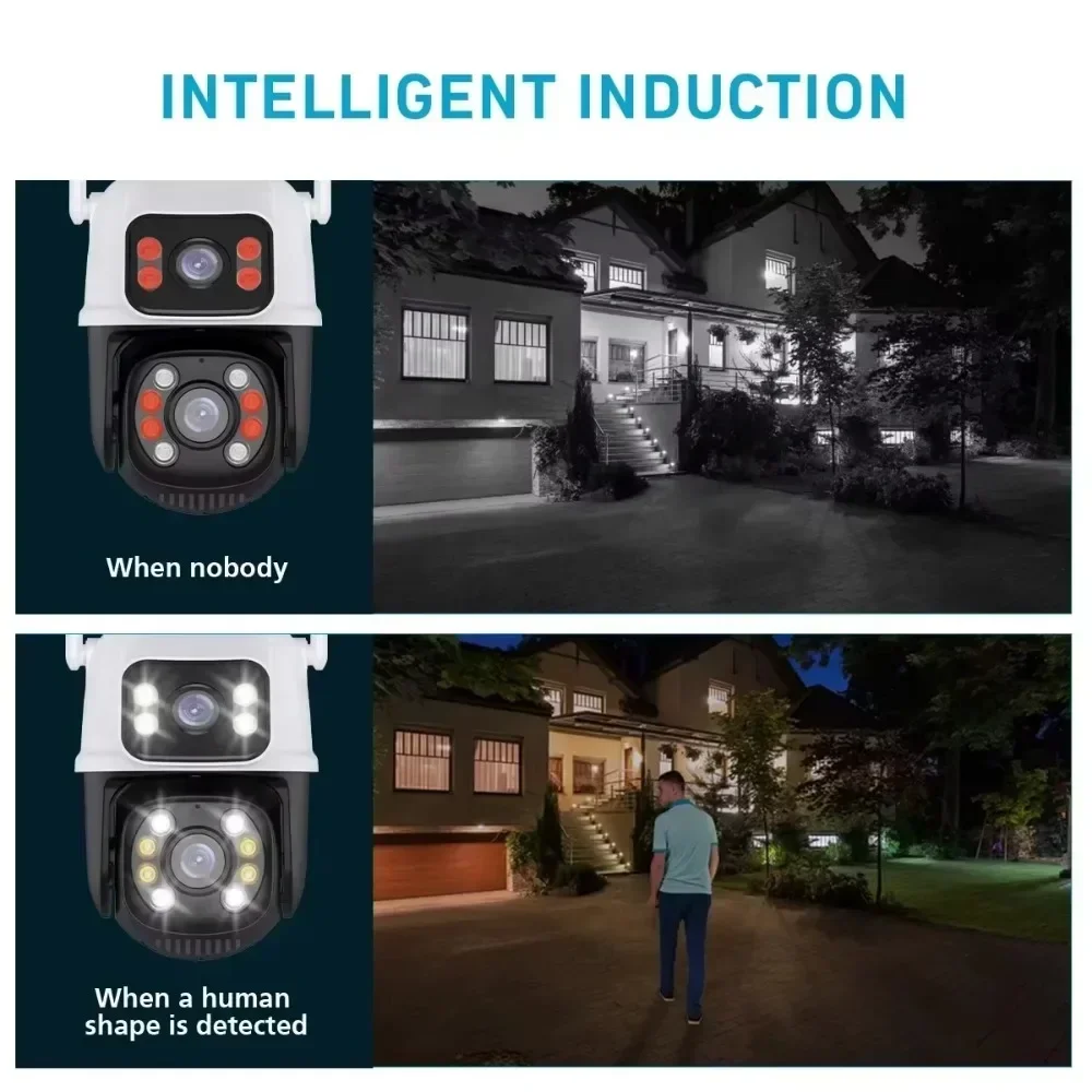 4K 8MP Gun-ball Linked Binocular IP Camera Indoor and Outdoor HD Night Vision 360° Waterproof Security Video WiFi Camera