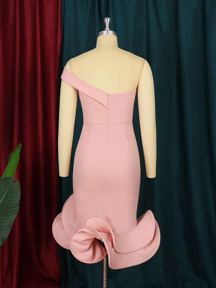 knee length dresses for ladies Sabine Pink Floral Lace Mermaid Midi Dress, L / Pink main image 0