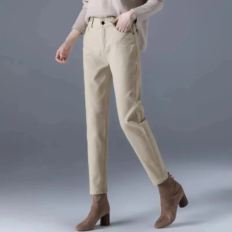 

Black High waisted Harlan Jeans Women's 2024 Spring/Summer Loose Elastic Female Straight leg pants Casual Ankle leng Pants