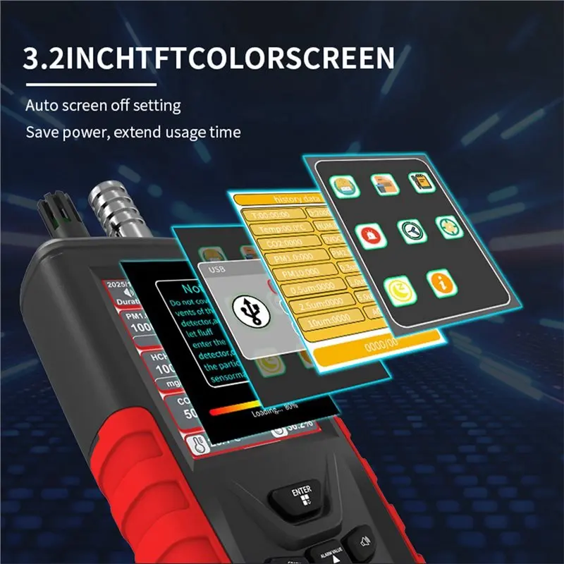 【BRILLIANT 】Home Gas Detector Data Logging Tester For CO2/CO HCHO/Tvoc Temperature/Humidity Air Quality Detection Instrument