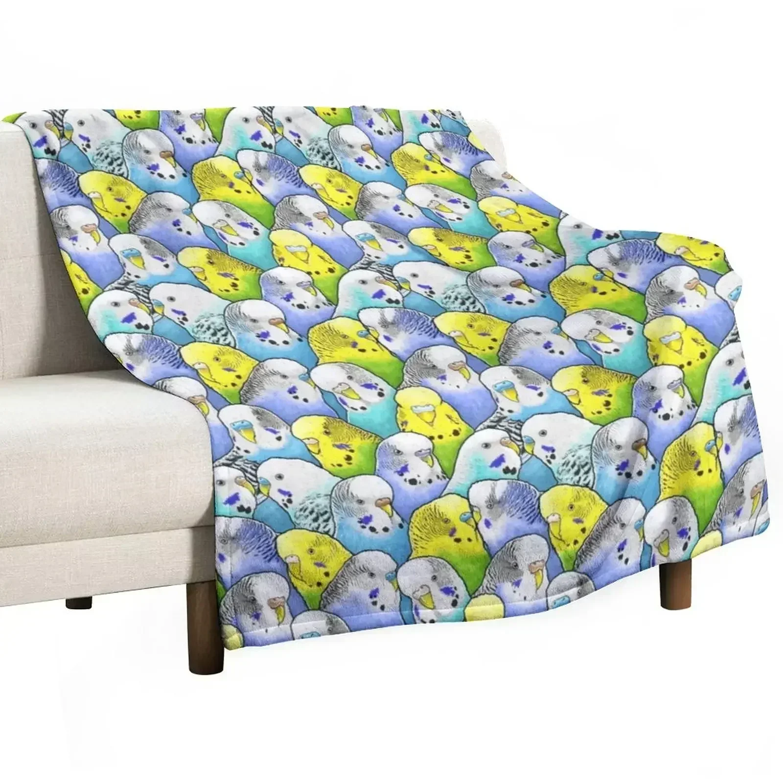 Colourful Budgies Parakeet Pattern Throw Blanket wednesday Hairy decorative Designers Giant Sofa funny gift Blankets