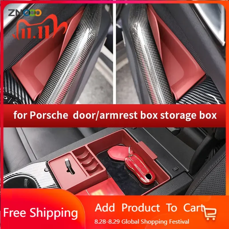 

Interior Stickers For Porsche Cayenne Macan Car Center Console Storage Box Tray Central Armrest Organizer Case Door Storage Inte