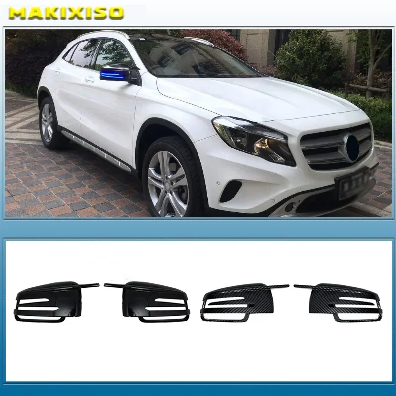

For Mercedes-Benz W204 E W212 W176 W246 CLS C218 GLA X156 Rear view Mirror Covers ABS Carbon Fiber Gloss Black