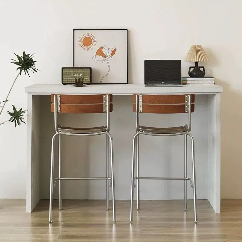 

Retro Metal Kitchen Bar Stools Back Minimalist Wood Luxury Living Room Bar Stools Dining High Counter Banqueta Home Furniture
