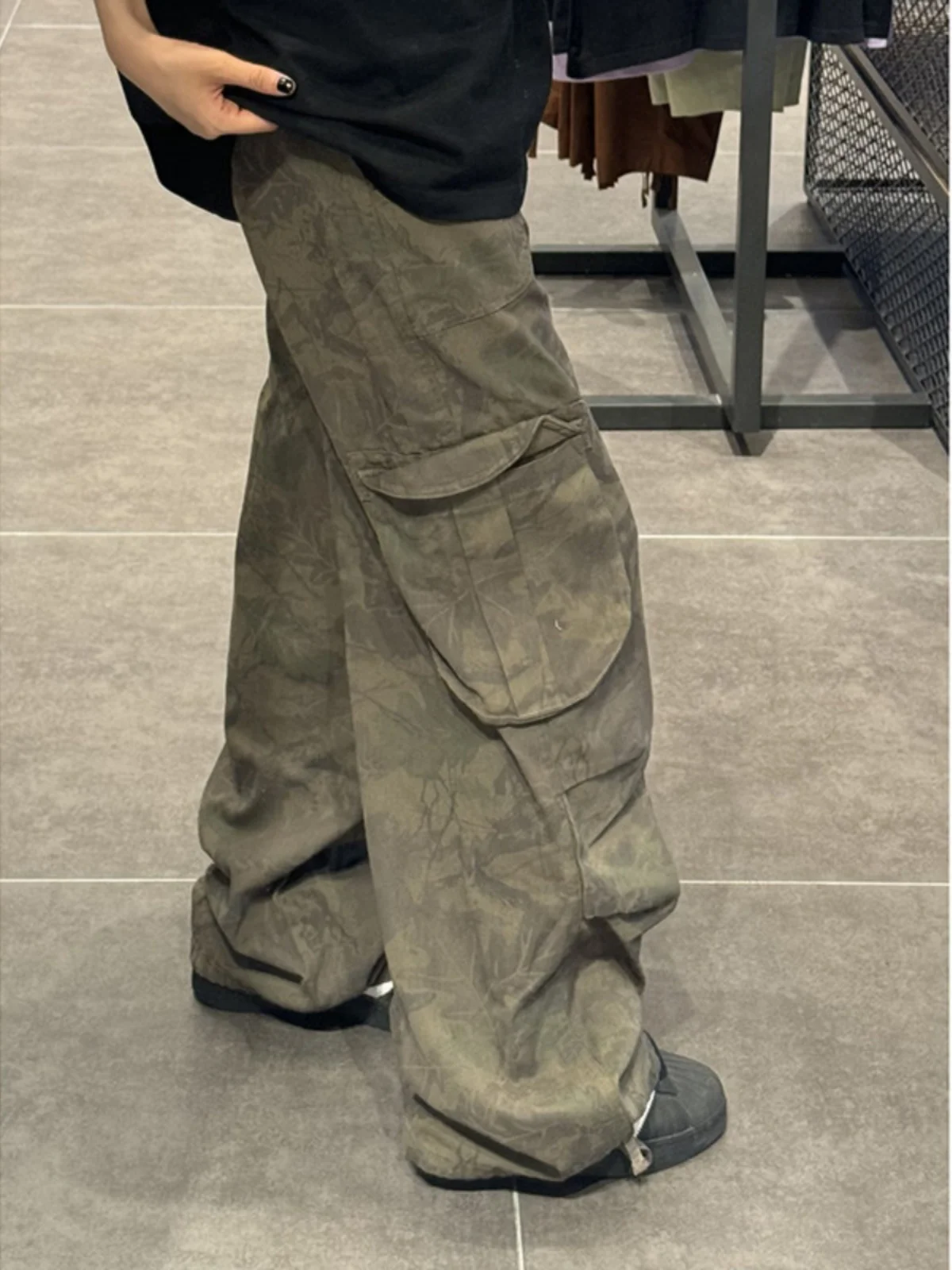 

American Retro Camouflage Work Pants Men's Spring Autumn Trendy Brand Apocalyptic Vintage Cleanfit Wide Leg Straight Leg Pants