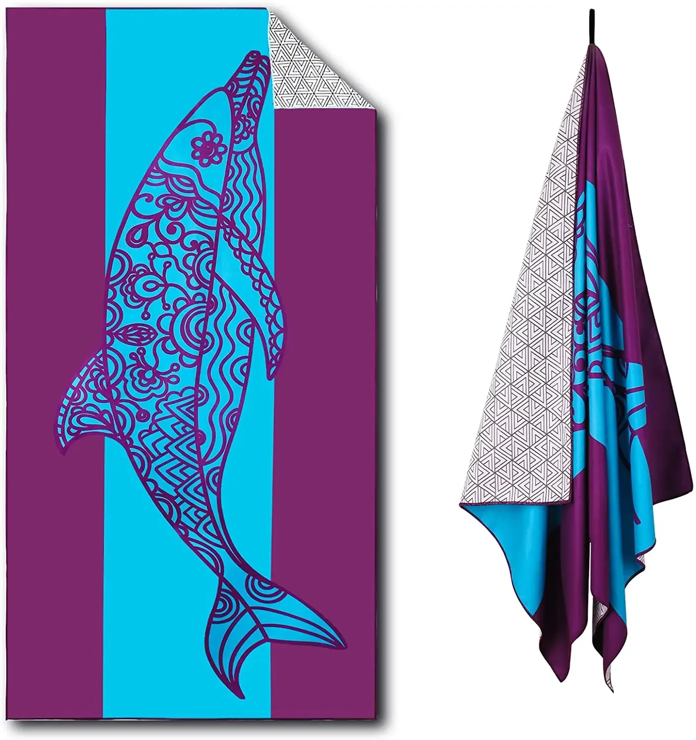 Mermaid Princess Pink And Purple Dolphins Blue Quick Drying Towels Sand Proof Free Lightweight For Swim Pool Travel Accessories