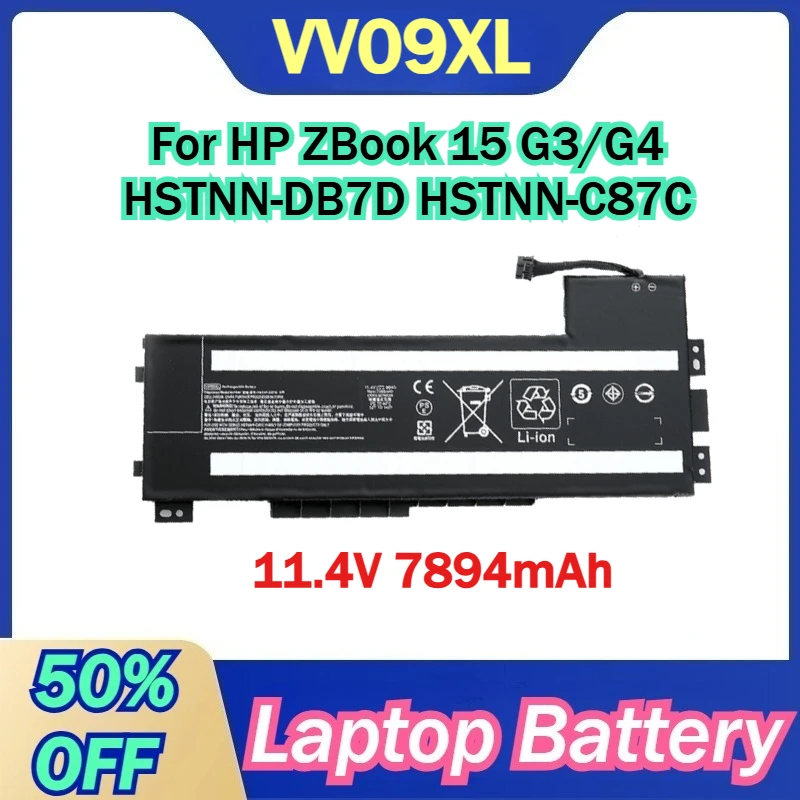 

VV09XL 11.4V 7894mAh Laptop Battery For HP ZBook 15 G3/G4 VV09XL HSTNN-DB7D HSTNN-C87C Batteries
