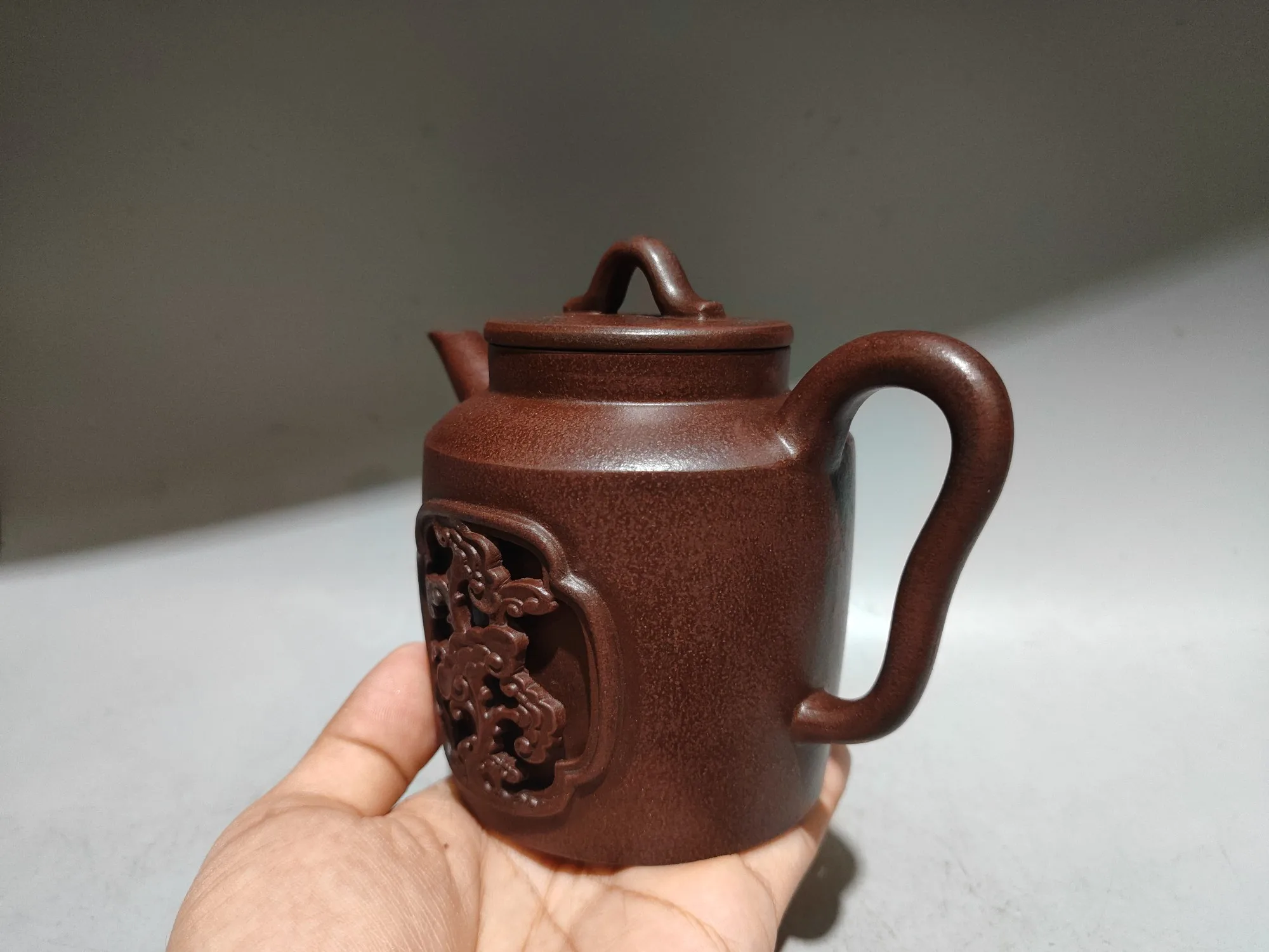 6 "الصينية ييشينغ الأرجواني الطين إبريق الشاي الجوف خارج شجرة محظوظة الصنوبر والسرو نمط وعاء غلاية إبريق الشاي جمع الثروة الحلي