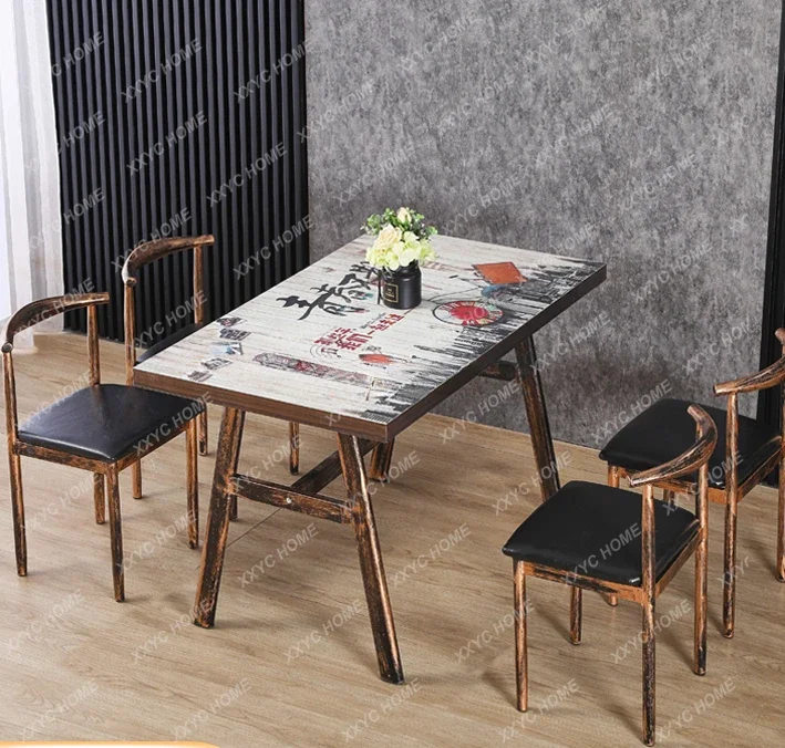 Fast Food Table and Chair Combination Industrial Style Snack Restaurant Table