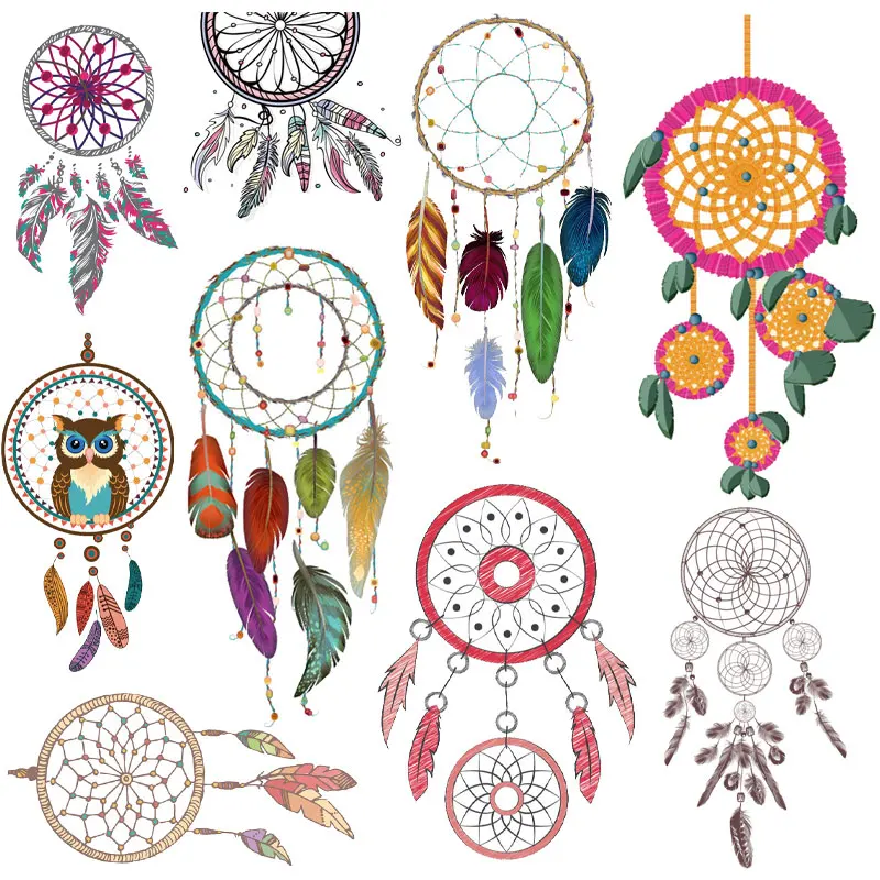 Нашивка с перьями «Ловец снов», термоклейкие нашивки для одежды, наклейки с помощью утюга для футболок, аппликация для девочек