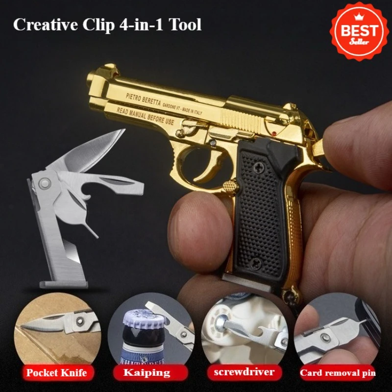 

New M92 Multi-function Magazine Four-in-one Tool Set Model Gun Keychain Pendant Bottle Opener Men's Gift