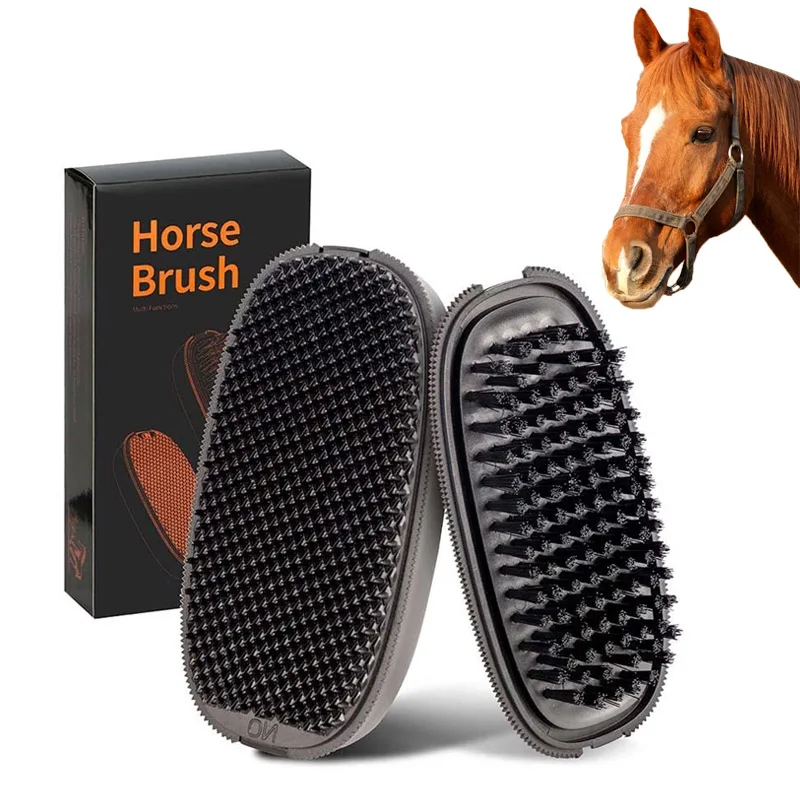 

Щетка из конского шерсти, инструмент для чистки и ухода за лошадьми, массажная косметическая щетка для удаления волос, подходит для лошадей и домашних животных