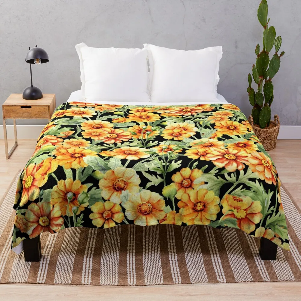

Marigold - Joy and Optimism Cluster Pattern Throw Blanket Soft Blankets For Sofas Plush Blankets