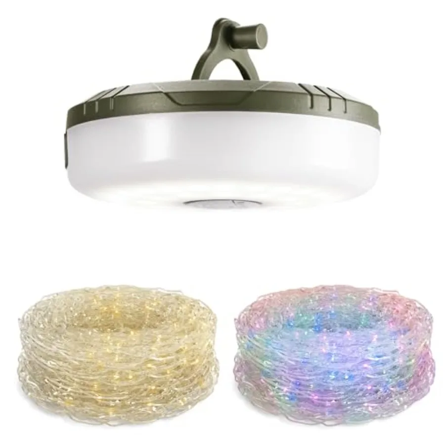 Camping String Lights Rechargeable LED Camping Lamp, 29.5FT Outdoor Tent Lights 8 Lighting Modes, USB Charging RGB Modes Hangin