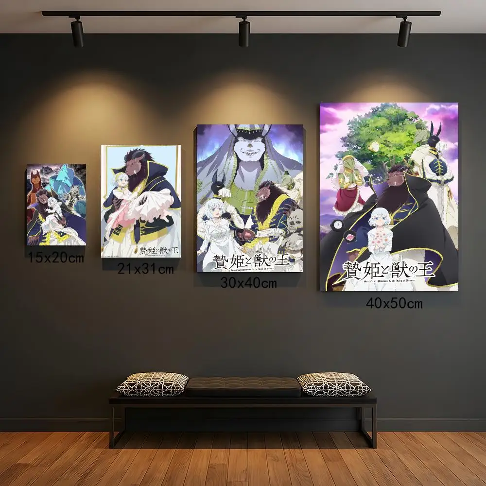 anime S-Sacrificial Princess King Beasts-S Poster Self Adhesive Wall Decor for Modern Home Cafe Office and Bar