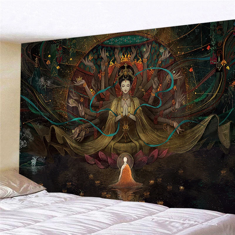 

Oversized Tibetan Style Dunhuang Wallpaper Wall Decoration Bedside Bedroom Hall Tapestry Originality Decoration Background Cloth