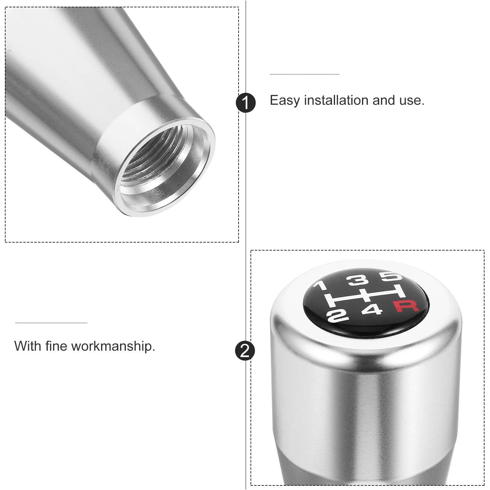 

Black Car Gear Shift Knob Manual 5 Speed Aluminum Alloy Universal Shifter Stick Head Easy Installation Practical Use