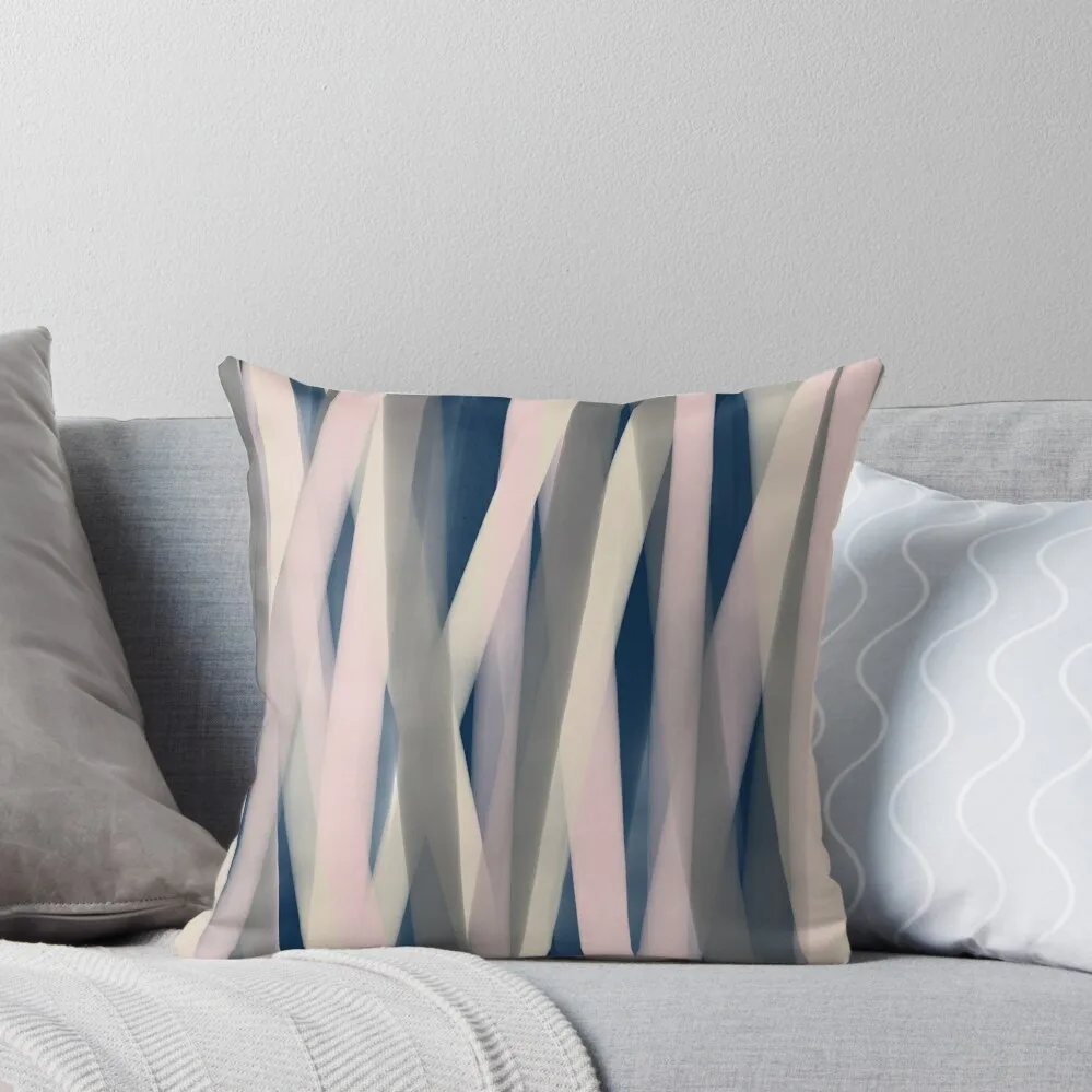 

Ribbon Abstract Pattern in Pink, Navy Blue, Ivory, and Gray Throw Pillow Cushions Cover autumn pillowcase pillow