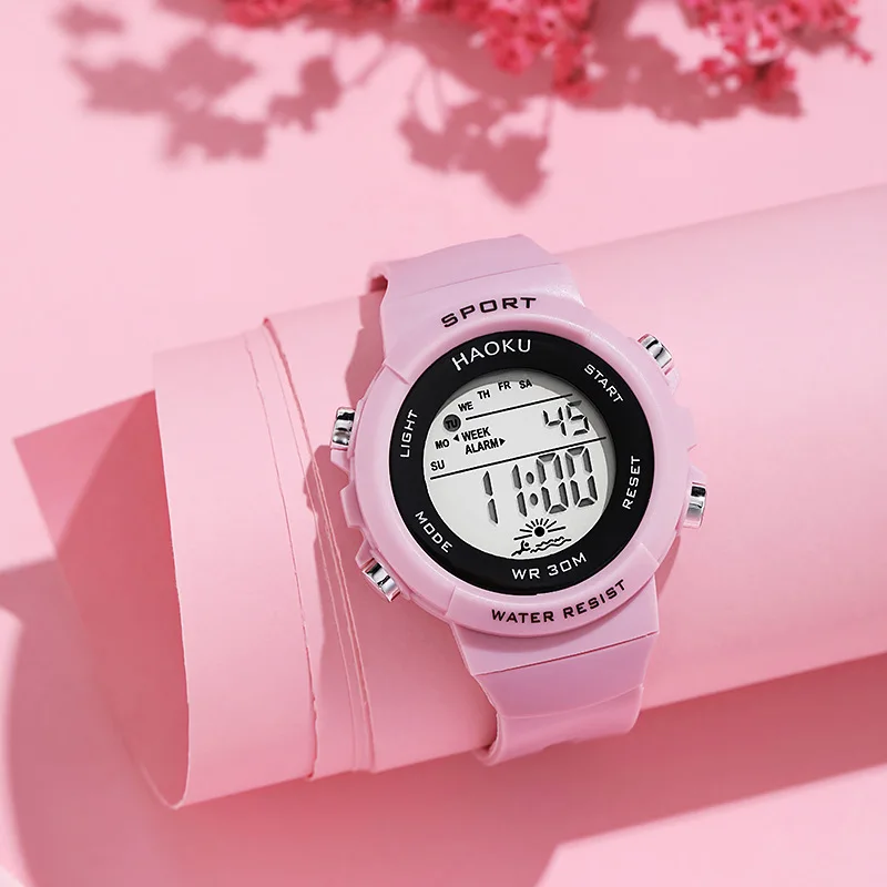 Fashion Sports Digital Watch for Women Girls Boys Chronograph Silicone Strap Electronic Watches Waterproof Luminous Wristwatch