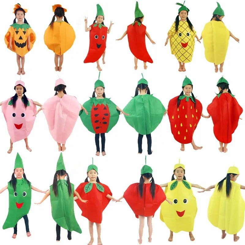 Children and Toddlers Carrot Costume Non-woven Fabric Vegetable Outfit Party Fancy Dress Parent Child Performance Costumes