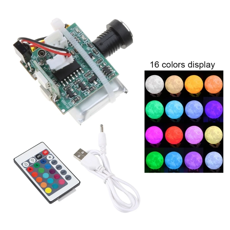 Aksesori Lampu Bulan 3D Papan Lampu Isi Ulang 16 Warna Led Lampu Bulan Kabel Data Remote Control untuk Kamar Anak-anak