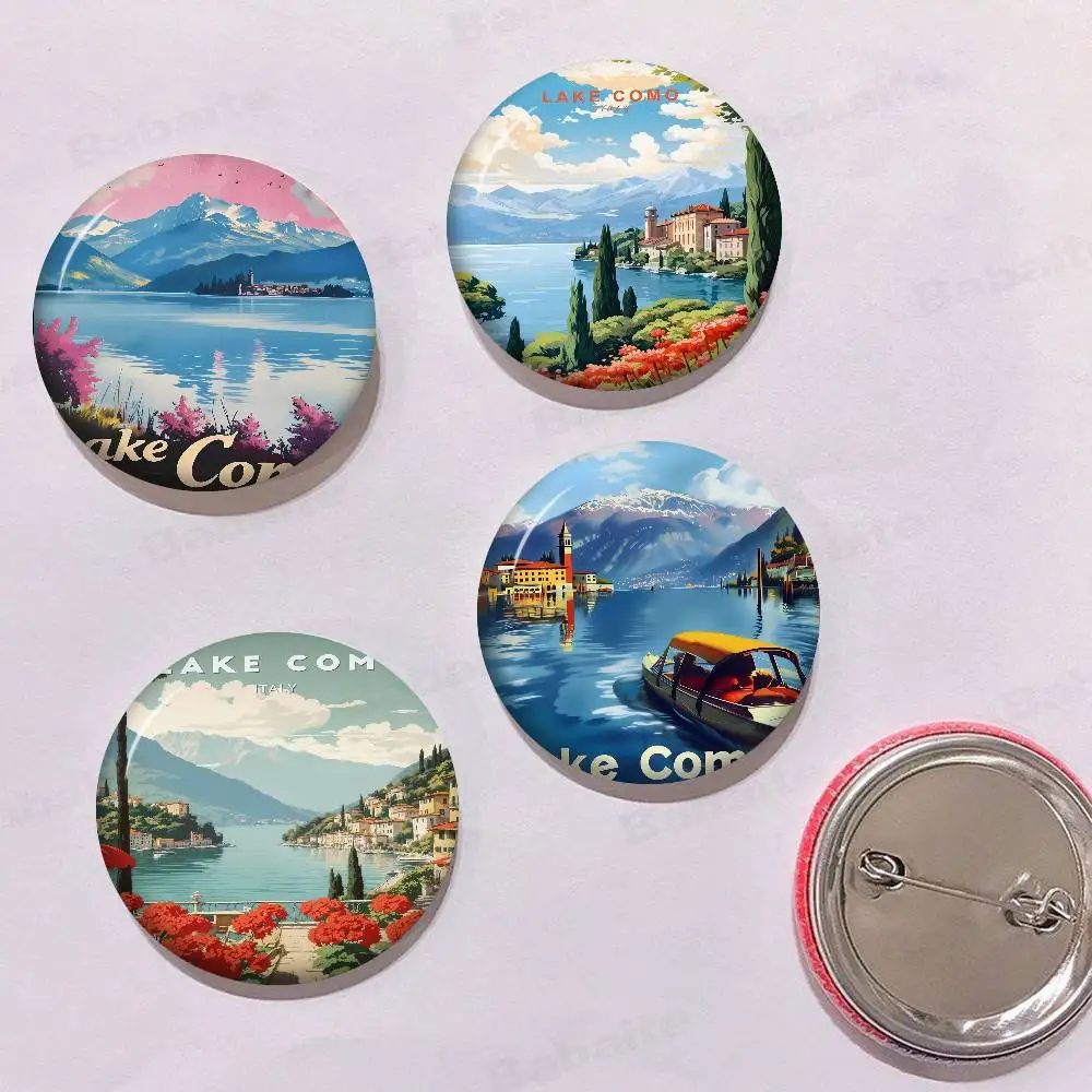 بحيرة كومو برشلونة ريترو أنيمي زر دبوس بروش اليدوية للملابس الكرتون شارة ظهره الديكور مجوهرات اكسسوارات