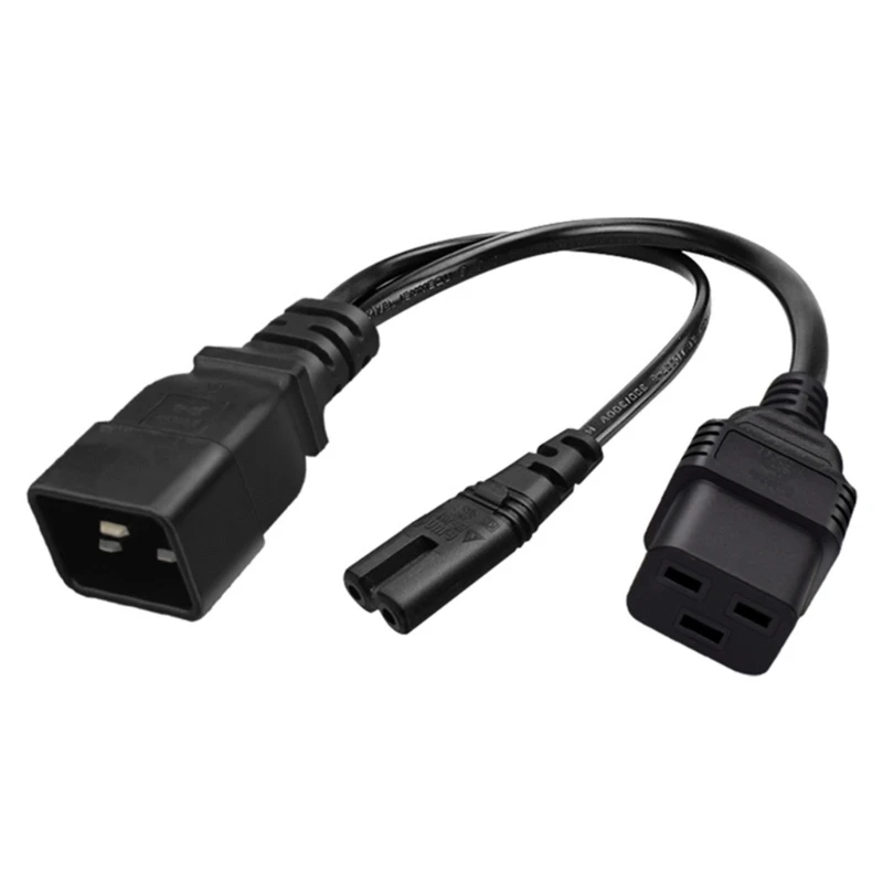 IEC320 C20 to IEC320 C7+C19 Power Cord 1 in 2 Out Y-splitter Adapter Line Wire Dropship