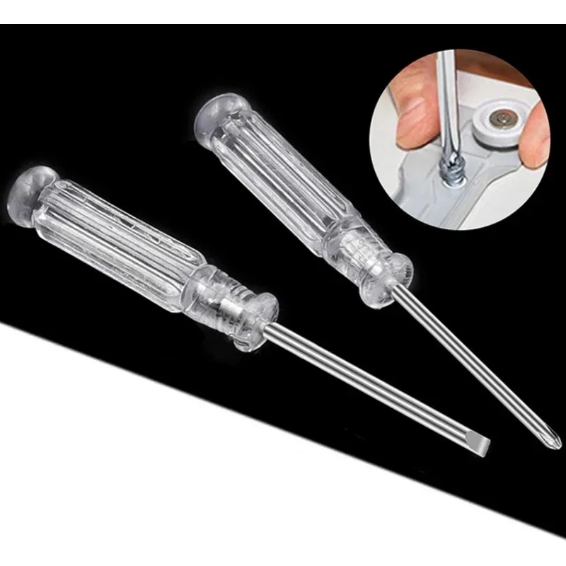 Não em estoque. fora do estoque.. Mini chave de fenda de 95 mm/3,7 polegadas de comprimento Chave de fenda de cristal transparente Ferramenta de reparo manual e scr plano