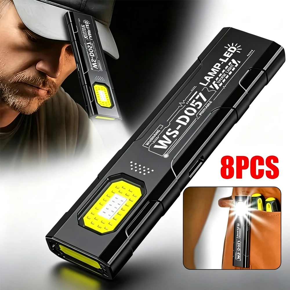 Potente Mini Linterna COB de Llavero, 5 Modos, Recargable, Luz de Trabajo Colgante, Impermeable, para Camping, Caminatas, Lámpara de Bolsillo