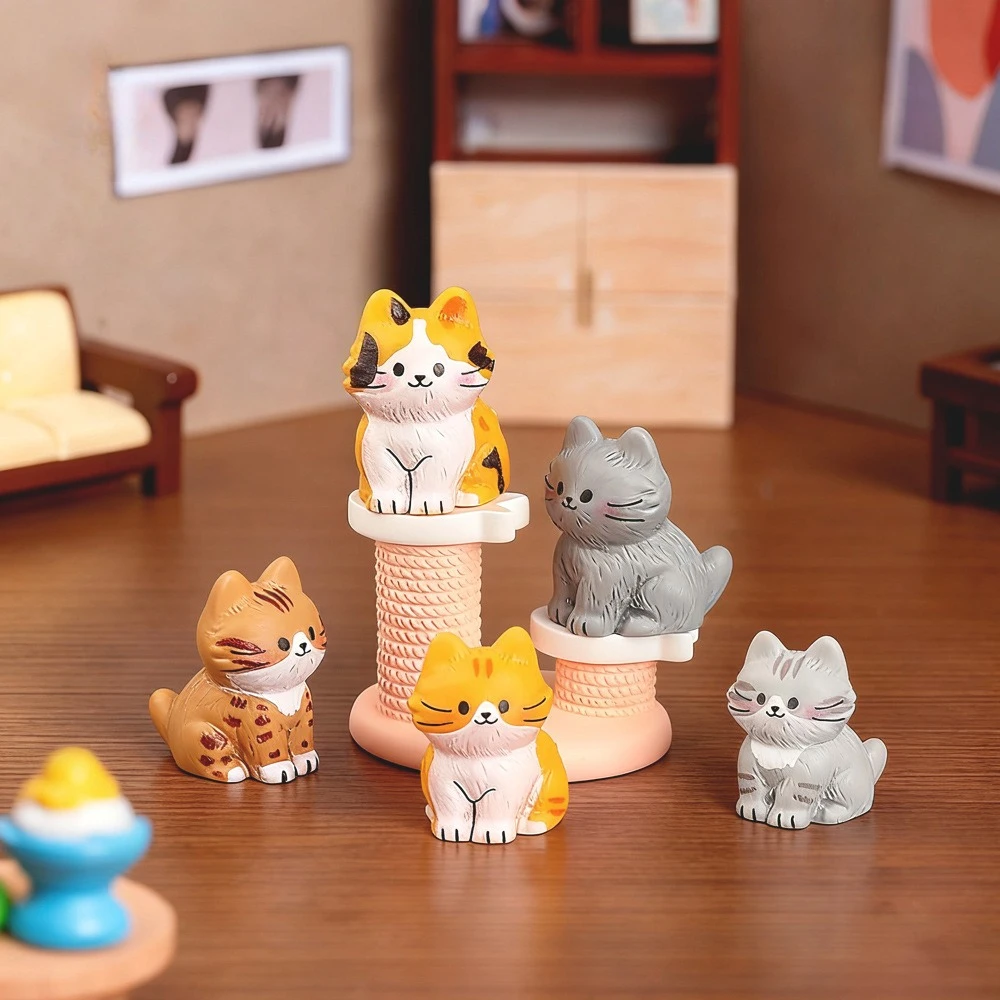 1/6 peças de Mini Figuras de Gato Fofas em Resina, Artesanais e Pintadas à Mão, Modelos de Gatinhos Minúsculos para Jardim Encantado, Acessórios de Decoração para Micro Paisagens DIY
