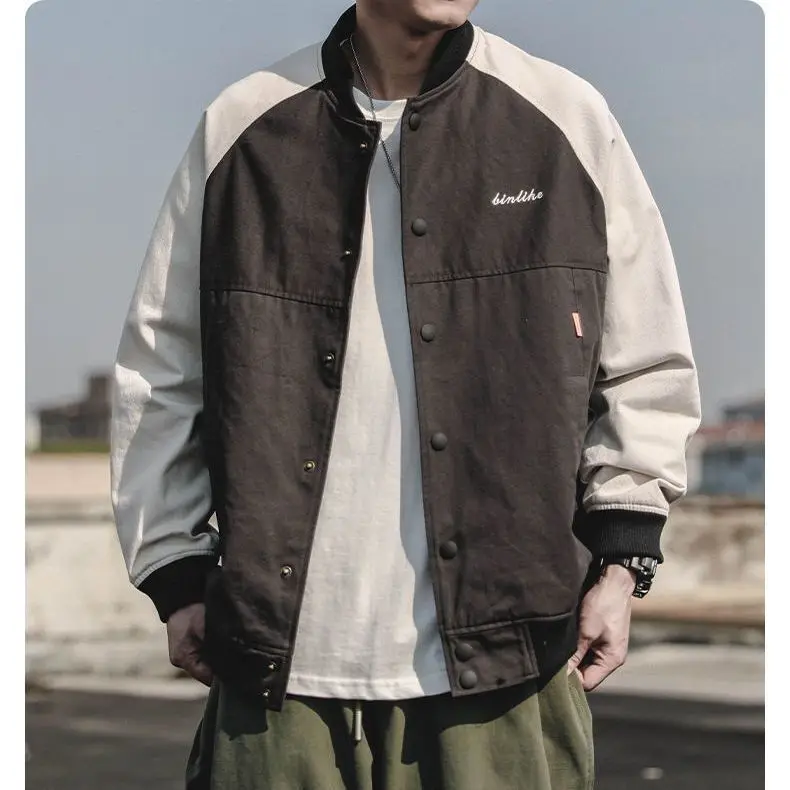 2024 Spring and Autumn New Baseball Uniforms Men's Loose Large Size Fat Covering Cotton Jacket Niche Versatile Ins Trendy Jacket