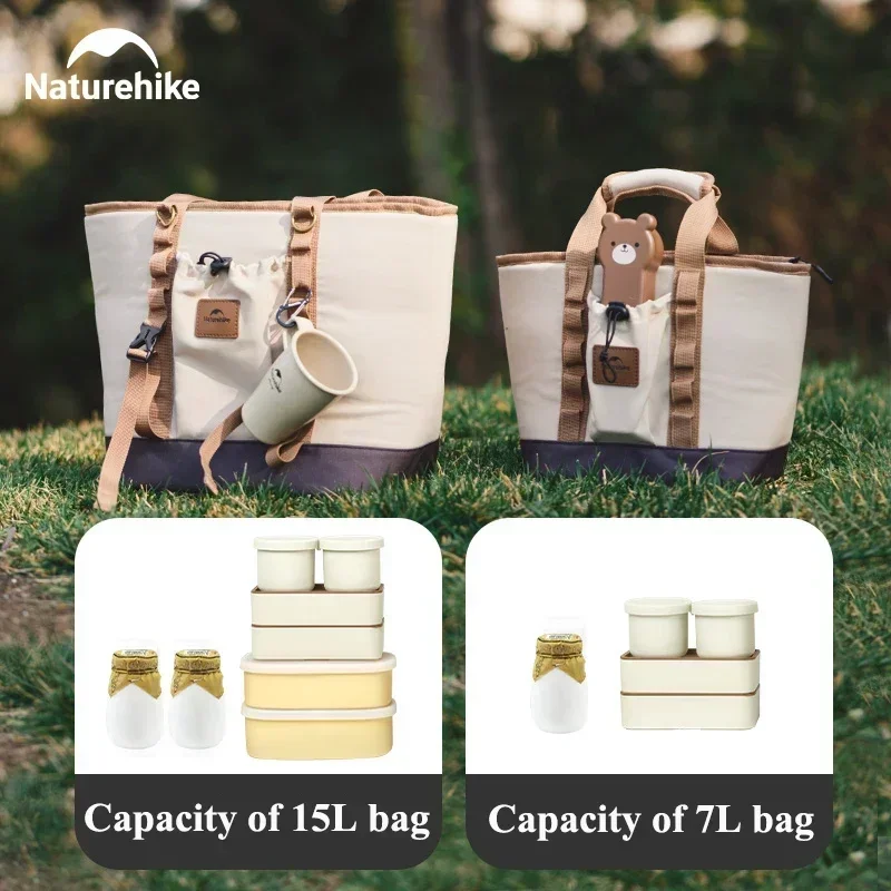 Imagem -03 - Naturehike-camping Bolsa Isolado Bolsa Portátil ao ar Livre Bolsa Térmico Impermeável Fácil de Limpar Piquenique Parque Viagem Commuter Bolsa 7l 15l