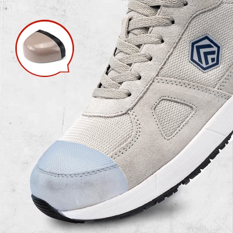 LARNMERN Safety Shoes Men Anti-static Work Shoes SRC Slip On Steel Toe Shoes Breathable Construction Sneaker