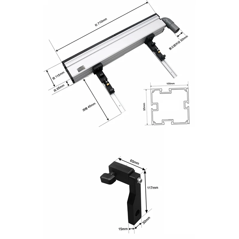 Woodworking Aluminium Profile Fence with Sliding Brackets Tools for Wood Work Router Table Saw Table DIY Woodworking Workbenches