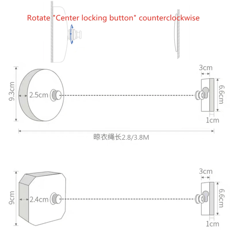 Retractable Clothesline Black Stainless Steel Single Row Steel Wire Clothes Rope Laundry Hanger Wall Mount White Wash Line Dryer