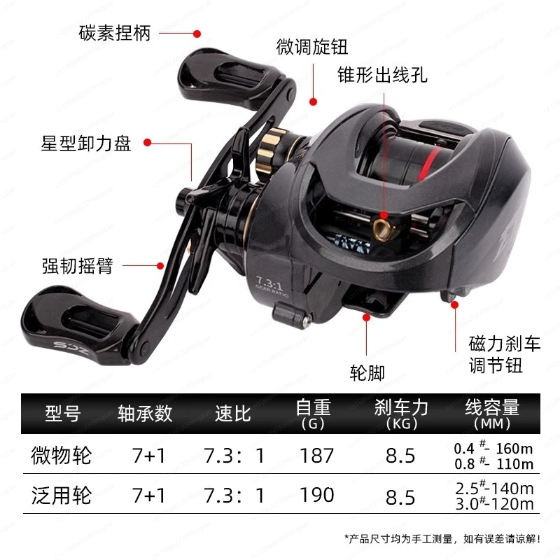 ET101 Universal Micro-object Water Drop Wheel Fishing Reel Copper Tooth Carbon Electromagnetic Long-distance Casting Fish Wheel