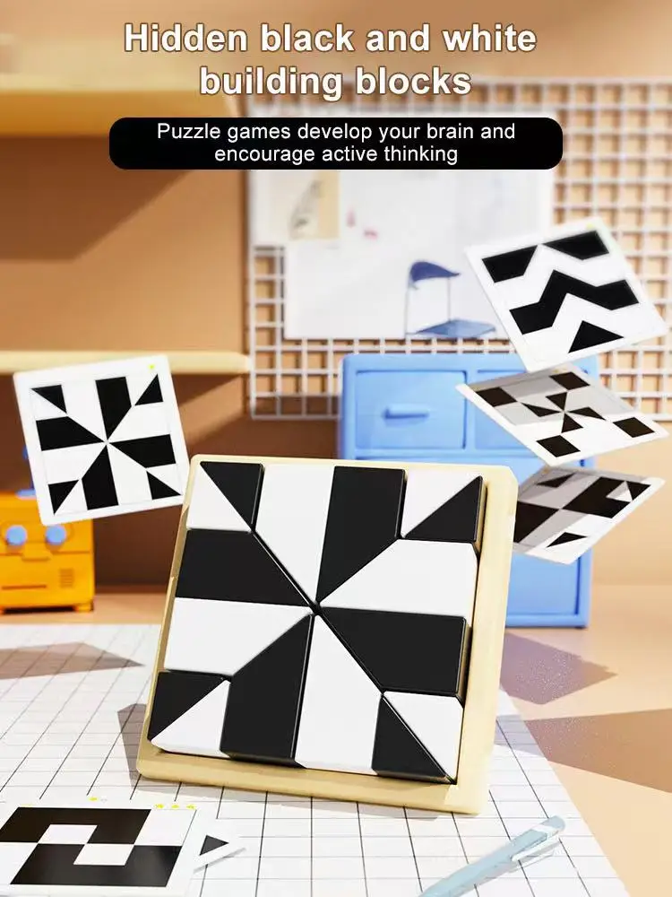 

Puzzle Hidden Block Black And White Puzzle Diy Training Toy For Children Aged 6 To 12 In Stereoscopic Space Thinking Assembly
