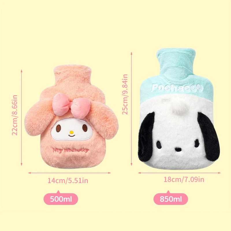 Sanrio Cinnamoroll Plush Hot Water Bottle Kuromi My Melody Reusable Hand Warmer Heat Pack Girls Gifts 500ML 850ML