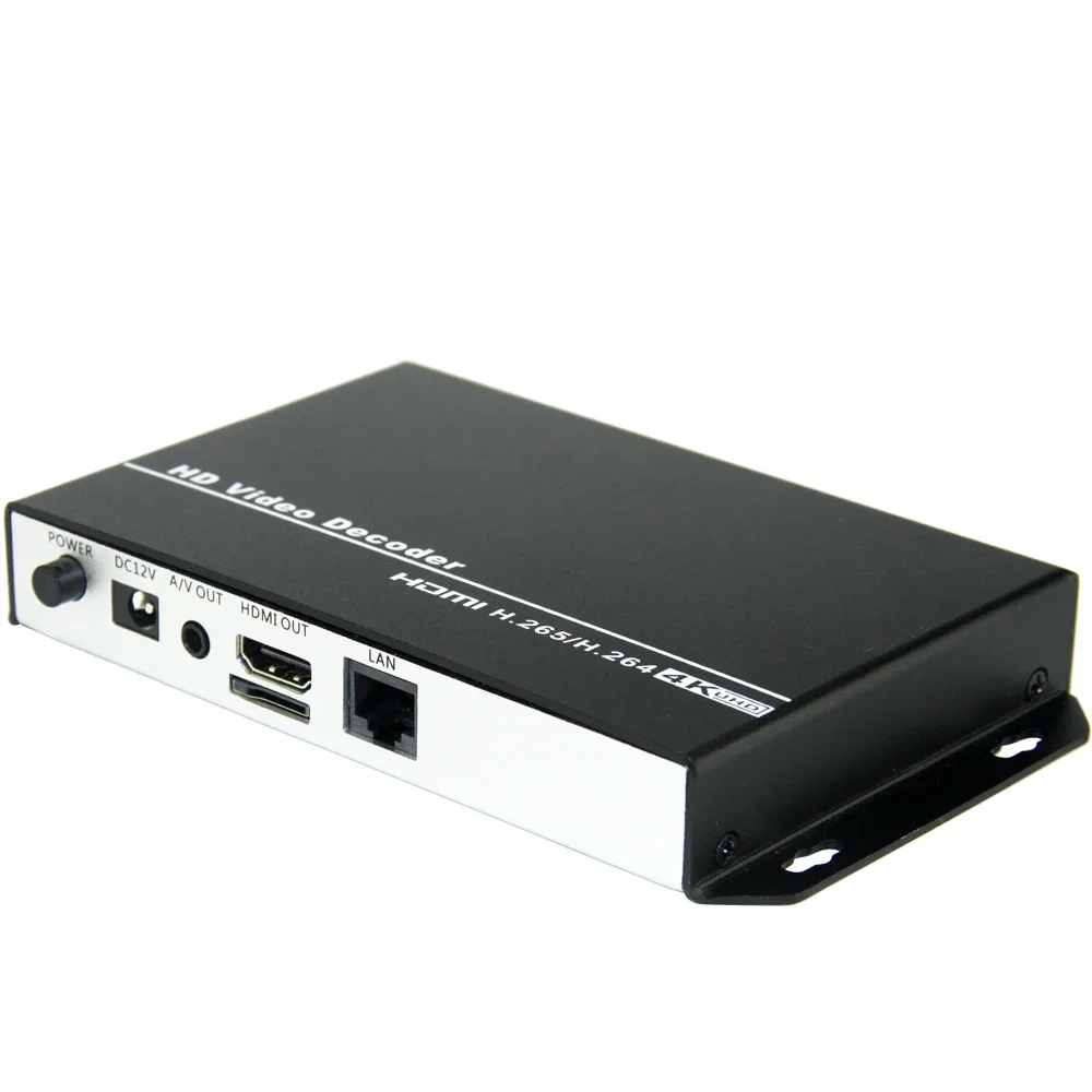 

4K H.265 & H.264 HEVC Video Decoder AV HDMI Audio Output For Advertisement Display Media IP Camera Live Sports Video Streaming