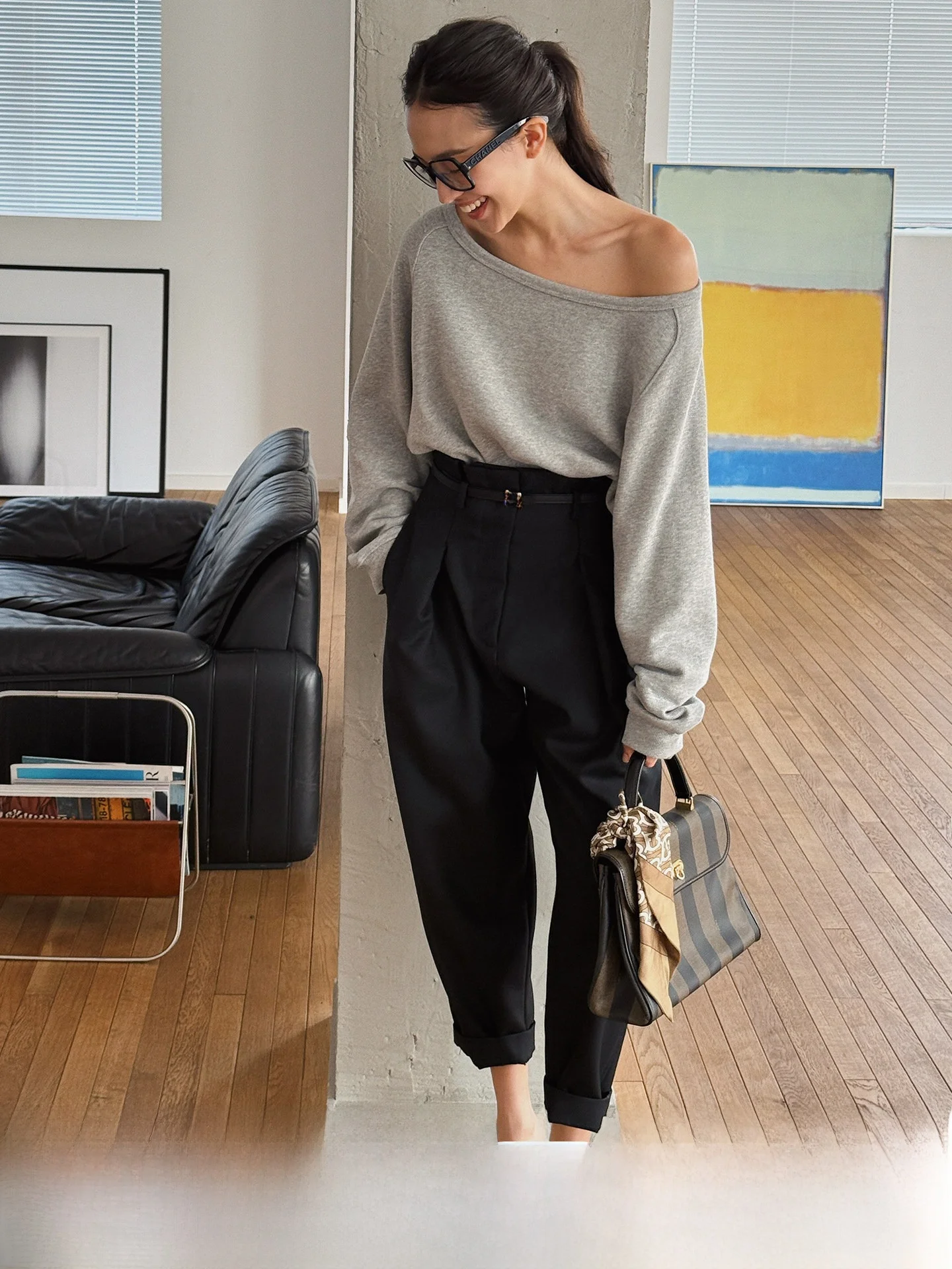 

Modern Chic High Waist Tapered Pants Casual Wool Blend Ladies Fashion Pants Elegant Wear Comfortable Cone Shaped Trousers