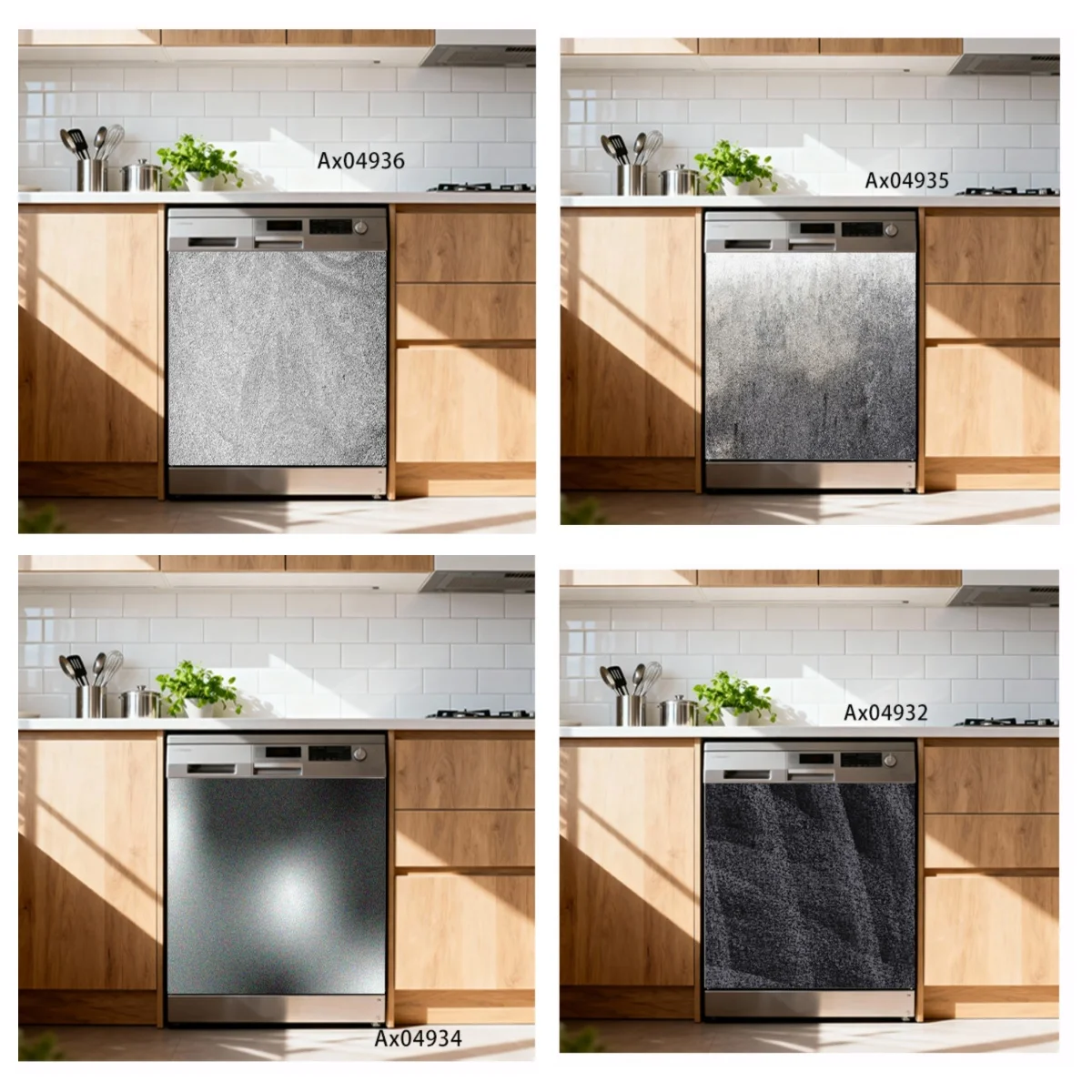 Minimal Matte Grain Metallic Solid Color Dishwasher Sticker Wallpaper Self Adhesive Cabinets Wardrobe Door Poster Stickers