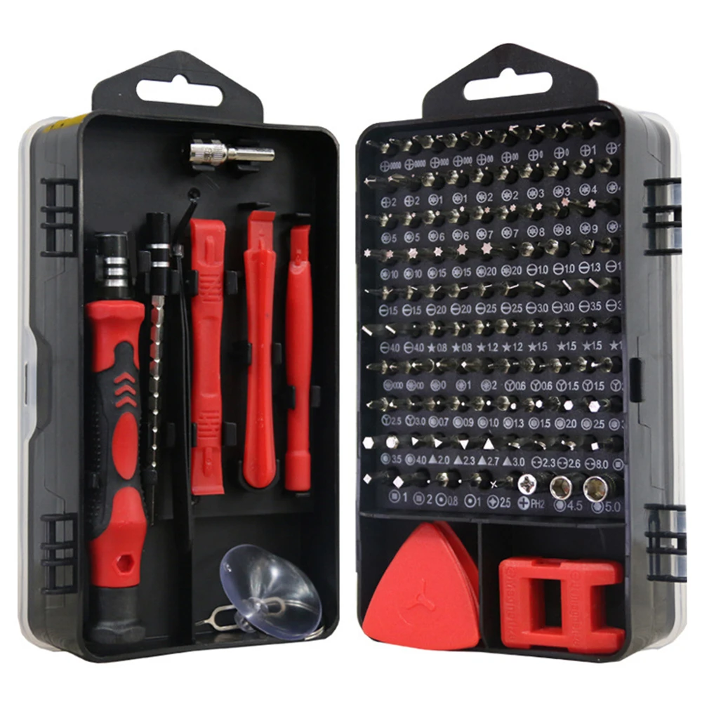 Multi functional computer and mobile phone repair tool 115 in one screwdriver set with strong magnetic precision screwdriver hea