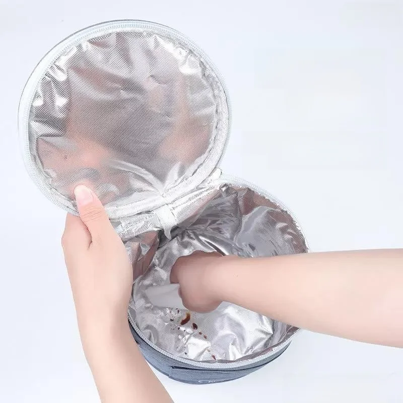 厚手断熱ランチボックスハンドバッグ密閉型丸型携帯食品容器保温バッグ新型キャリーポットバッグ